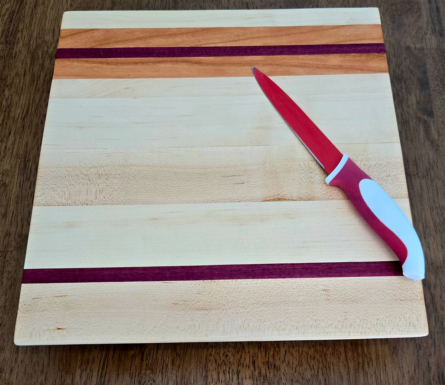 Purple Rain – Handcrafted Maple, Cherry & Purple Heart Cutting Board | Premium Edge Grain Kitchen Board
