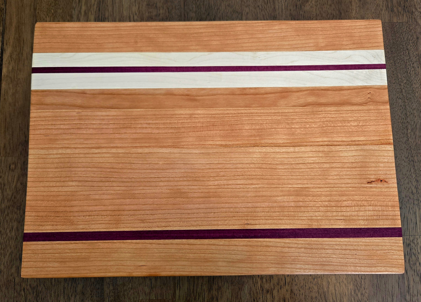 Morning Sun – Handcrafted Cherry, Maple & Purpleheart Cutting Board | Premium Edge Grain Kitchen Board