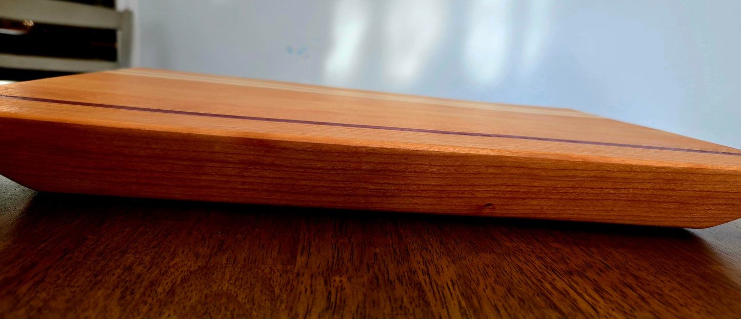 Morning Sun – Handcrafted Cherry, Maple & Purpleheart Cutting Board | Premium Edge Grain Kitchen Board