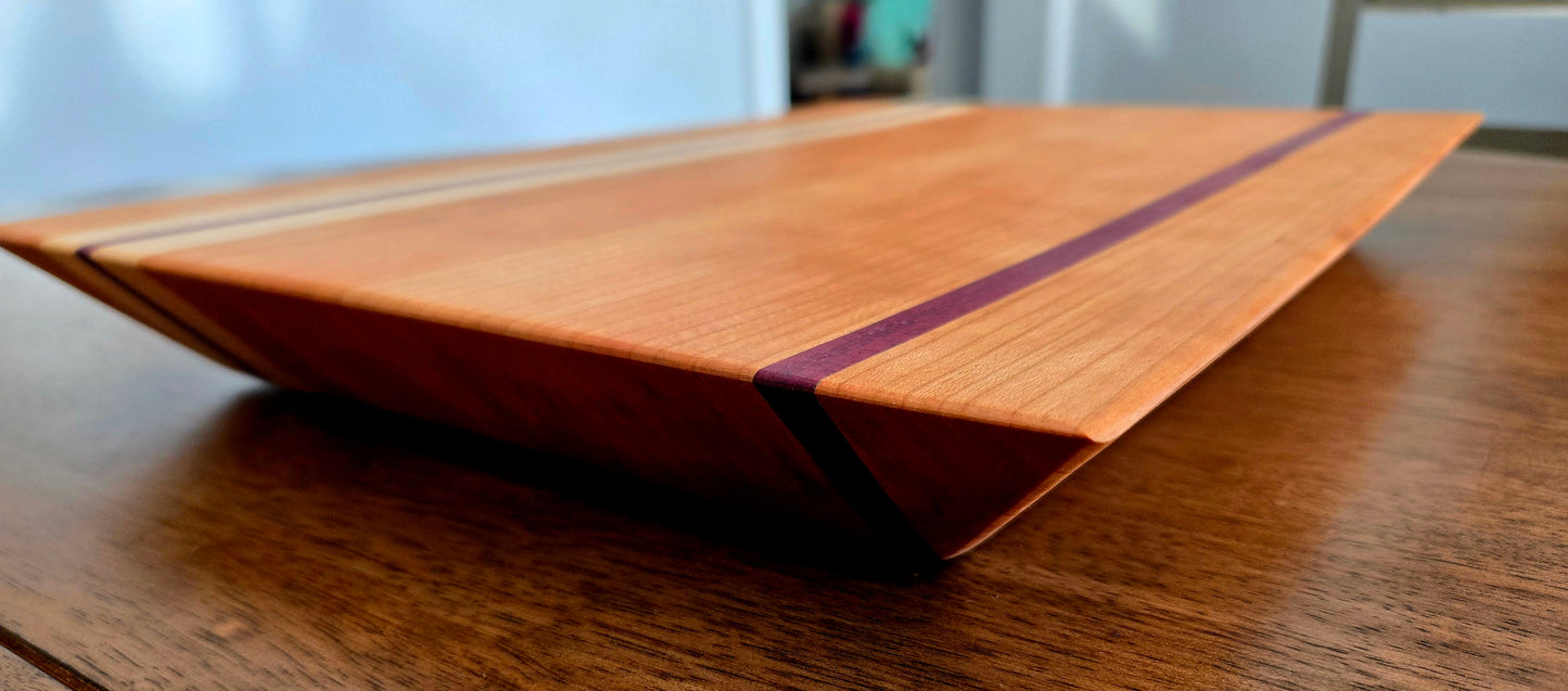 Morning Sun – Handcrafted Cherry, Maple & Purpleheart Cutting Board | Premium Edge Grain Kitchen Board