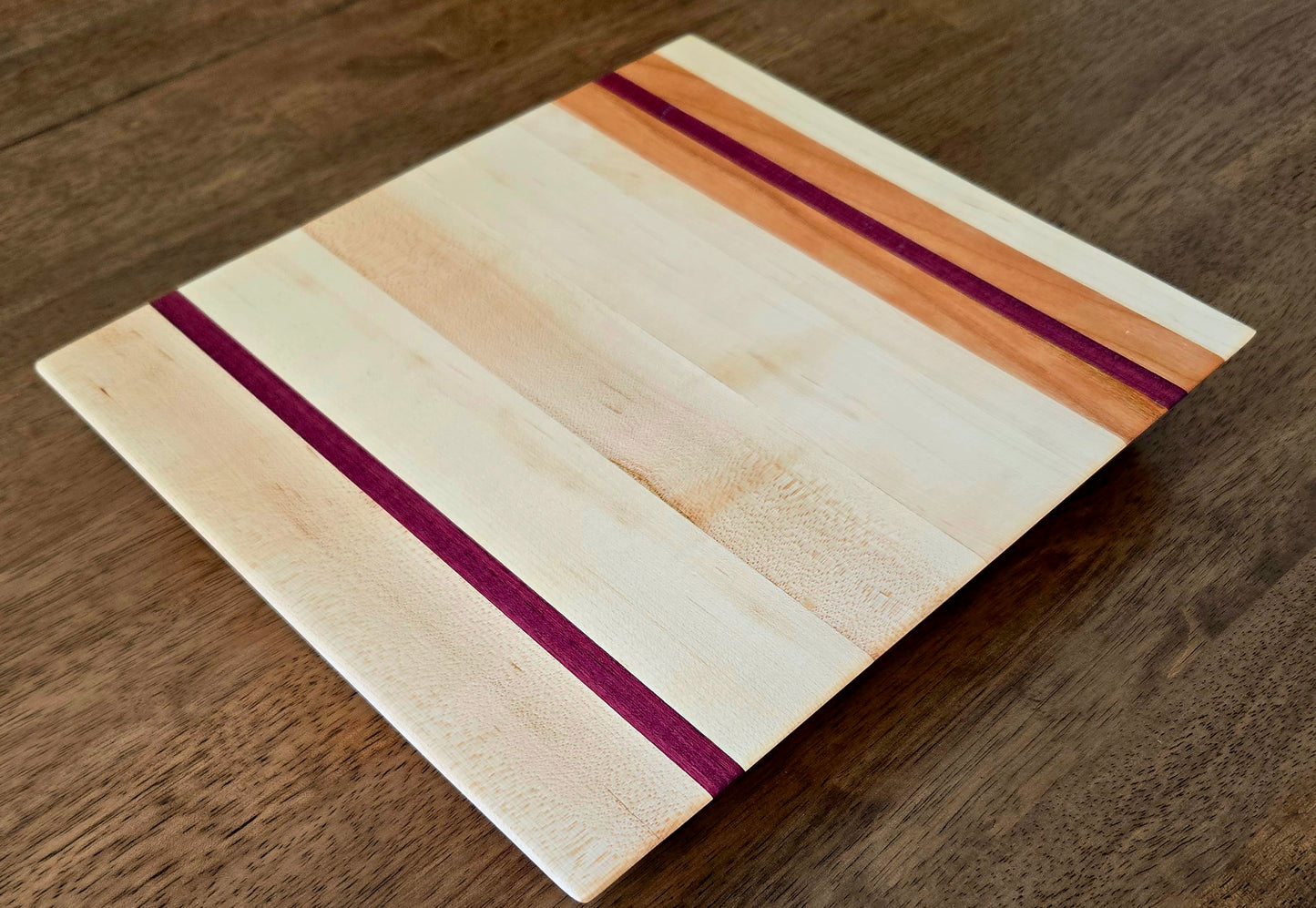 Purple Rain – Handcrafted Maple, Cherry & Purple Heart Cutting Board | Premium Edge Grain Kitchen Board